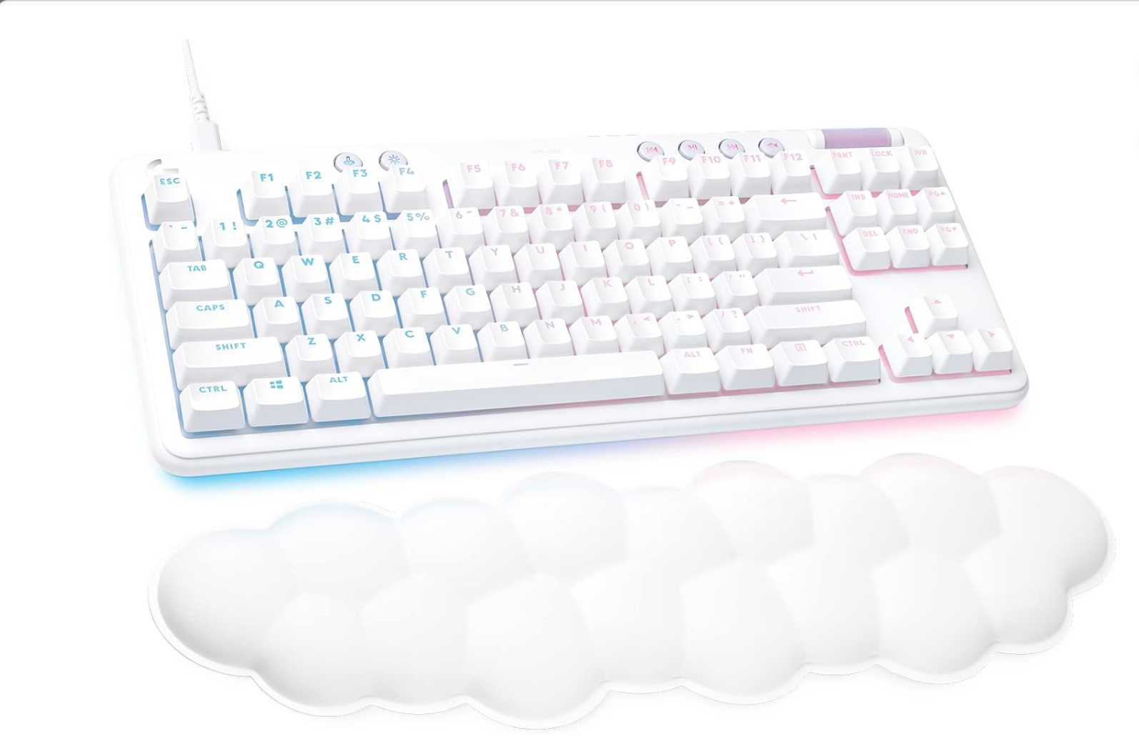 White keyboard with white wrist rest